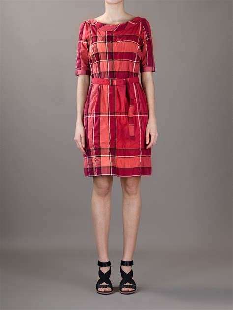 red burberry dress with short sleeves and flared bottom|Burberry Women's Red Dresses .